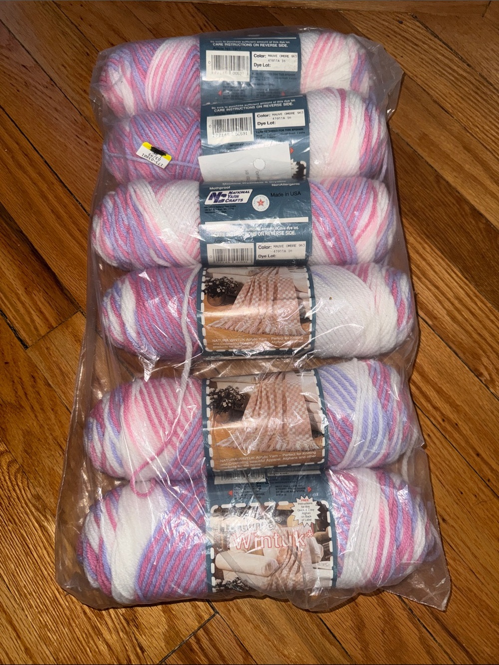 Vintage National Yarns Crafts Natura Wintuck Mauve Ombré 963 6 Skeins